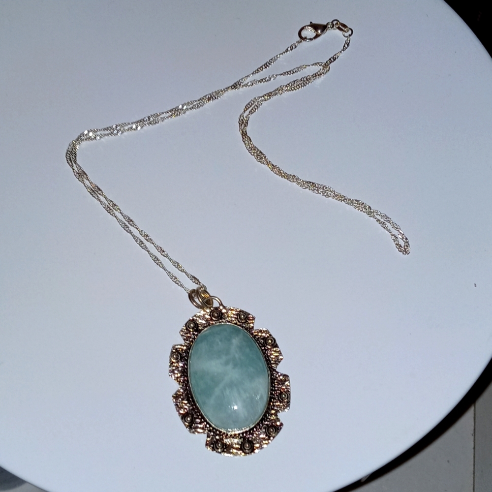 Aqua Chalcedony 925 Necklace